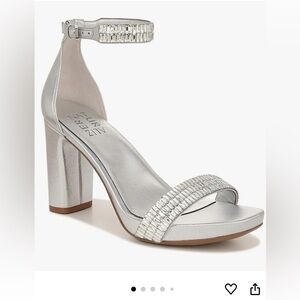 Naturalizer Joy Sparkle Silver Heeled Sandals Size 10